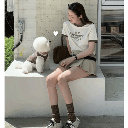 Matching Letter Print Cotton T-Shirts for Pets and Owners